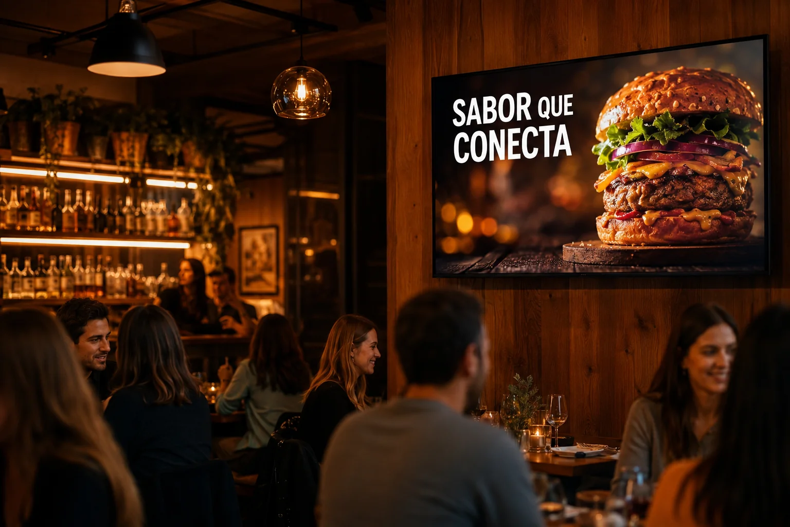 Conceito de mídia indoor em café